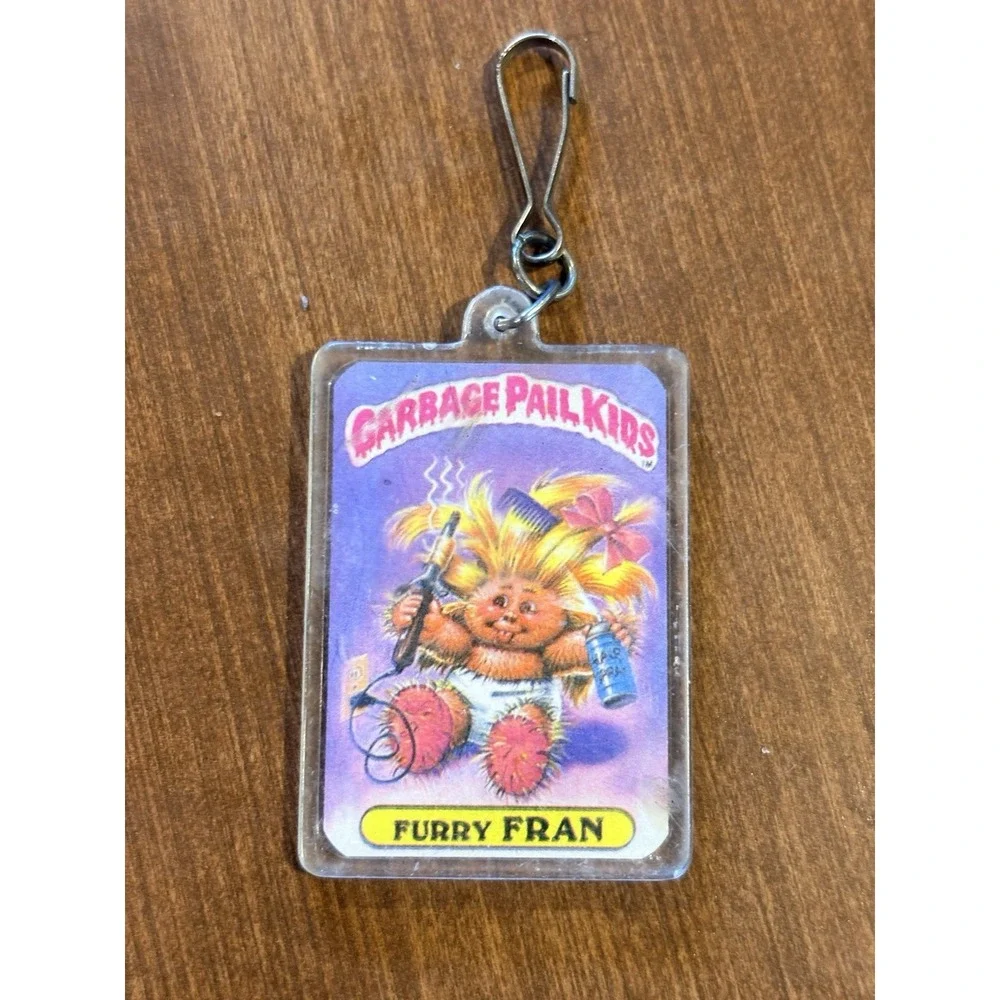 1985 Garbage Pail Kids Double Keychain Zipper Madmax Furry Fran Collectible
